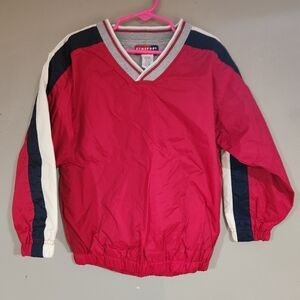 Kids Gymsport Vintage Athletic Windbreaker Pullover Size L fits 5 Or 6 Red